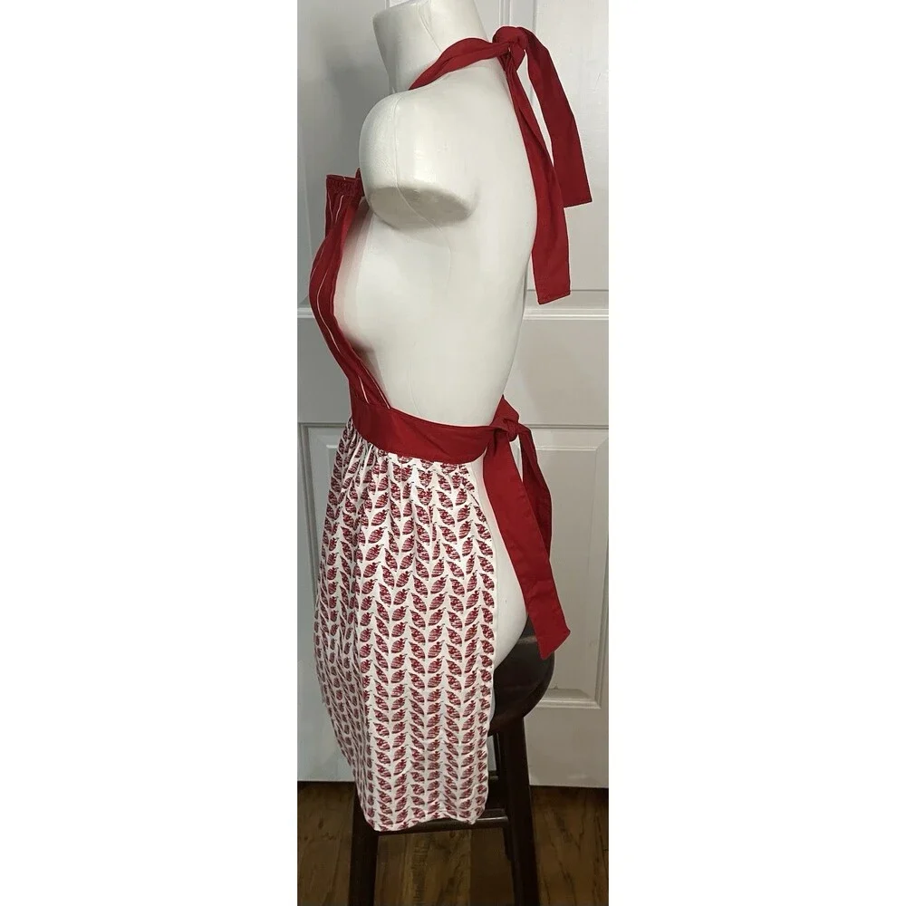 Jennifer Adams Red White Bib Apron Cotton 30